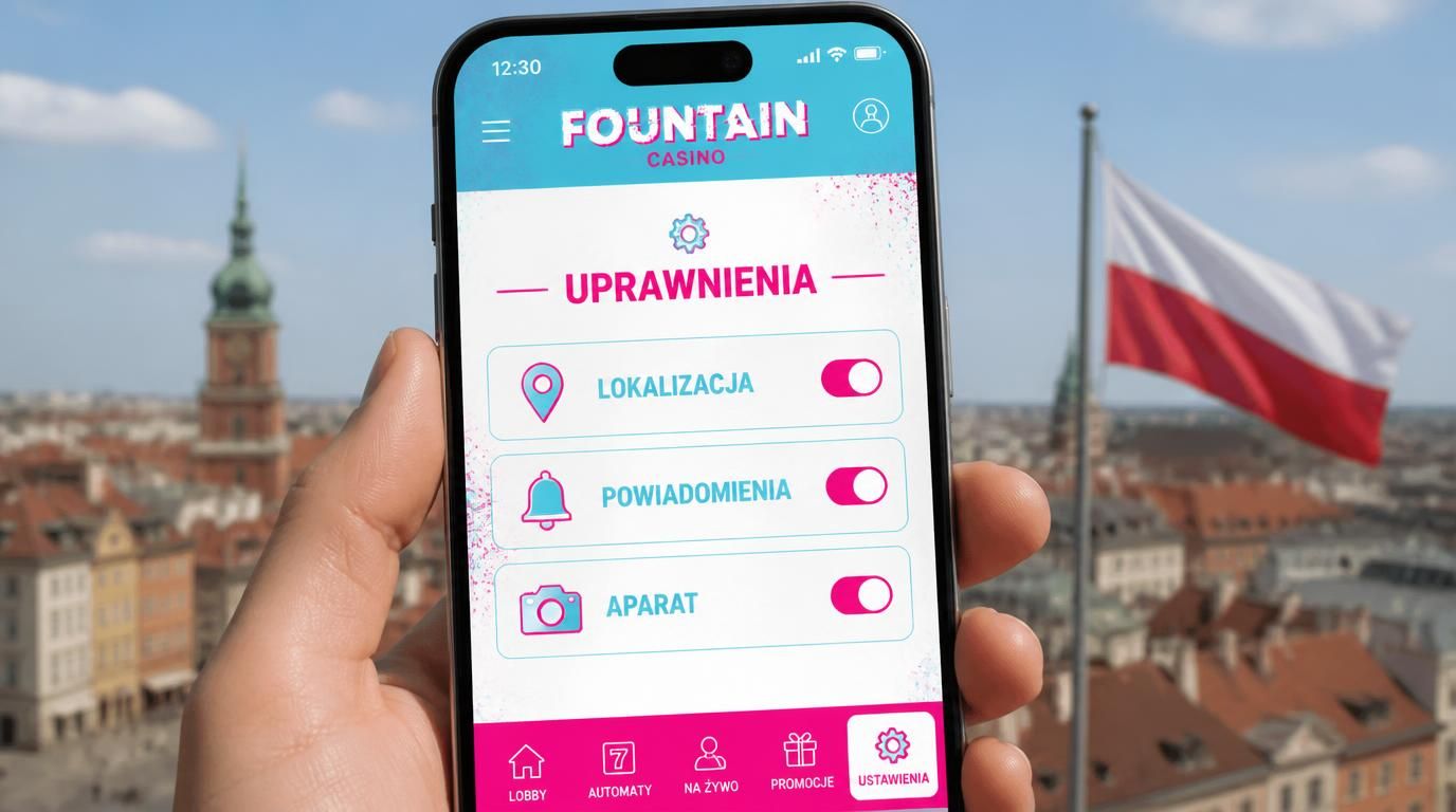 Ustawienia uprawnień aplikacji Fontan Casino na Androidzie i iOS